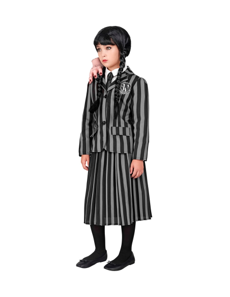 Uniforme scolaire gothique Mercredi – Déguisement Halloween fille 4 à 13 ans