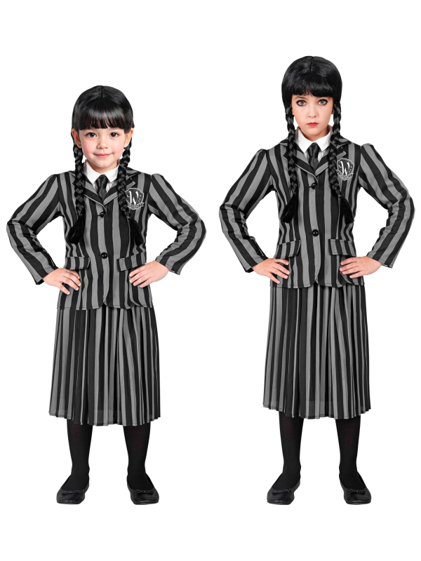 Uniforme scolaire gothique Mercredi – Déguisement Halloween fille 4 à 13 ans