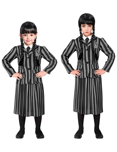 Uniforme scolaire gothique Mercredi – Déguisement Halloween fille 4 à 13 ans
