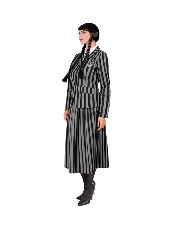 Déguisement Mercredi Addams Femme – Uniforme Gothique Rayé Halloween