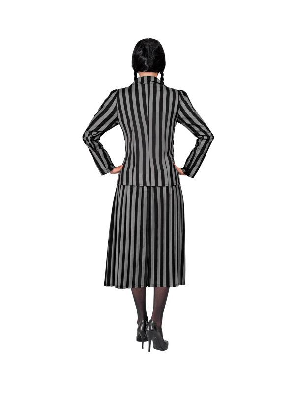 Déguisement Mercredi Addams Femme – Uniforme Gothique Rayé Halloween