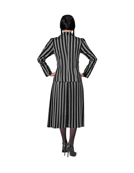 Déguisement Mercredi Addams Femme – Uniforme Gothique Rayé Halloween