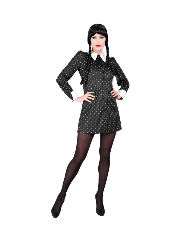 Déguisement robe noire gothique femme – Style Mercredi Addams