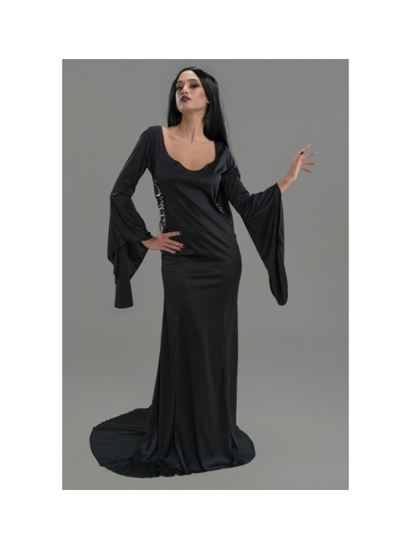 Robe Morticia noire gothique femme – Déguisement Halloween inspiré de Wednesday™