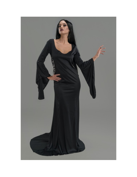 Robe Morticia noire gothique femme – Déguisement Halloween inspiré de Wednesday™