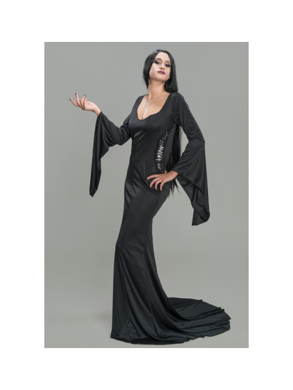 Robe Morticia noire gothique femme – Déguisement Halloween inspiré de Wednesday™