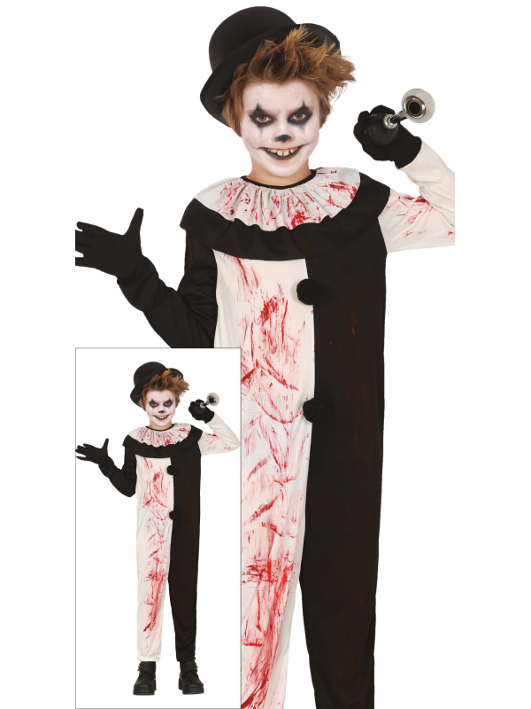 Déguisement Clown Horreur Enfant – Noir & Blanc Ensanglanté Type Terrifier