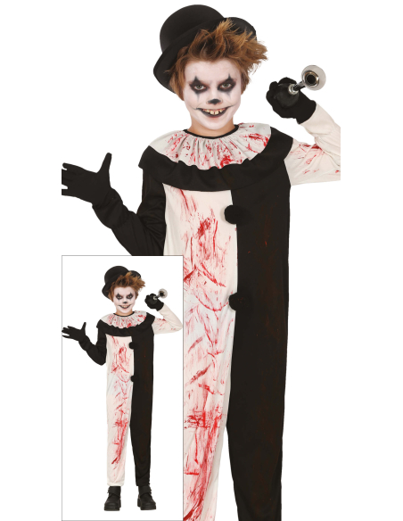 Déguisement Clown Horreur Enfant – Noir & Blanc Ensanglanté Type Terrifier