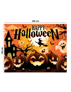 Photocall Halloween 220x150 cm – Bannière Tissu "Happy Halloween 2