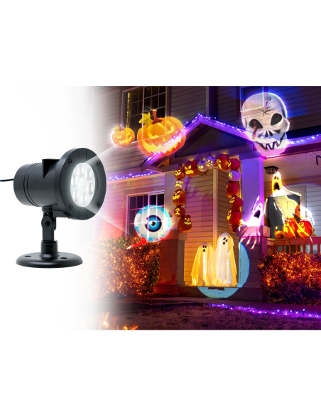Projecteur LED Extérieur Animé – 12 Motifs Halloween & Noël Étanches