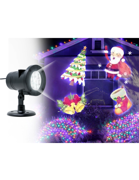 Projecteur LED Extérieur Animé – 12 Motifs Halloween & Noël Étanches