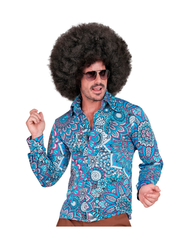 Chemise Hippie Bleue Homme – Motif Mandala Psychédélique