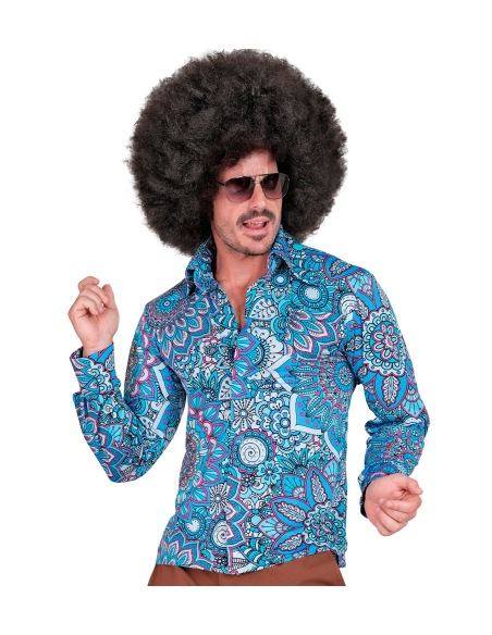 Chemise Hippie Bleue Homme – Motif Mandala Psychédélique