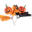 Lot de 2 Piques Citrouille Halloween avec Feuilles – Déco Table ou Plante Automnale 22 cm