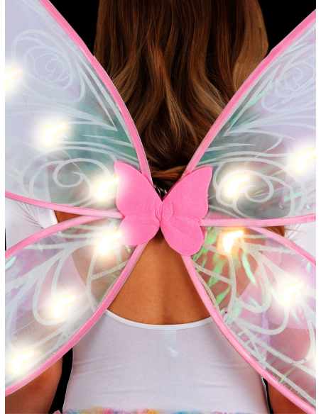 Ailes de Fée LED Irisées Adulte – Piles Incluses