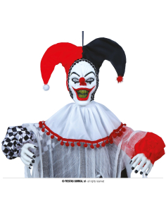 Suspension Clown Bouffon Maléfique 120 cm – Lumineux & Animé Halloween 2