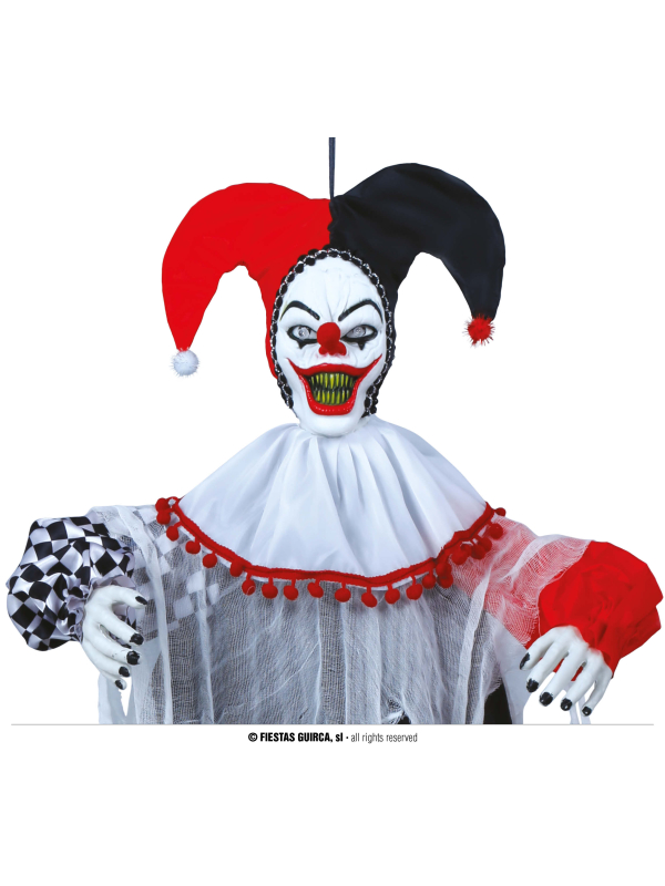 Suspension Clown Bouffon Maléfique 120 cm – Lumineux & Animé Halloween