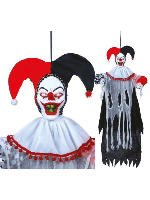 Suspension Clown Bouffon Maléfique 120 cm – Lumineux & Animé Halloween