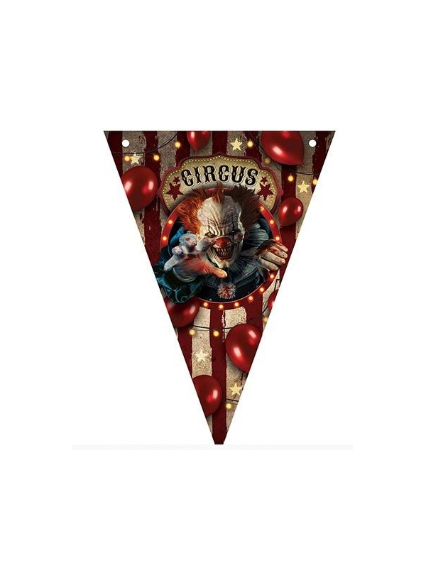 Guirlande Halloween Clown Terrifiant – Fanions Circus de l’Horreur 300 cm