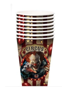 Gobelets Circus de l’Horreur – Lot de 6 (355 ml) Décoration Halloween Clown
