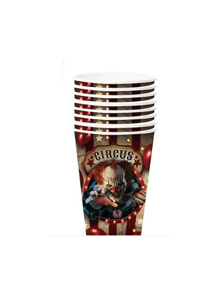 Gobelets Circus de l’Horreur – Lot de 6 (355 ml) Décoration Halloween Clown