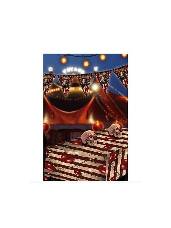 Nappe Circus de l’Horreur PVC 137×274 cm – Décoration Table & Chapiteau Halloween