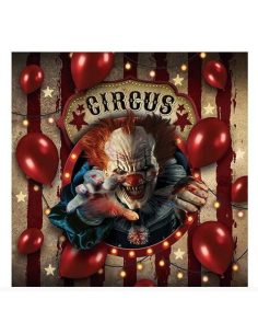 Serviettes Circus de l’Horreur – Lot de 20 (16×16 cm) Décoration de Table Halloween