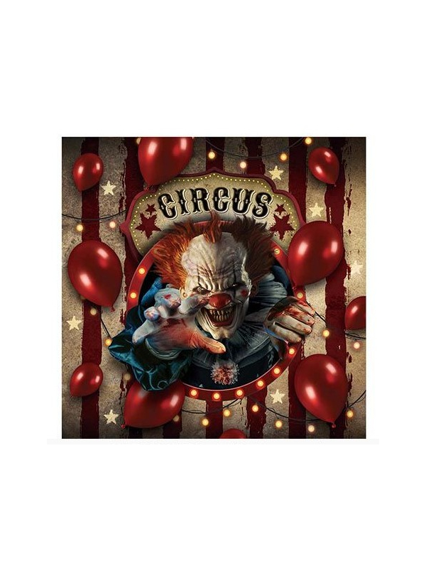 Serviettes Circus de l’Horreur – Lot de 20 (16×16 cm) Décoration de Table Halloween