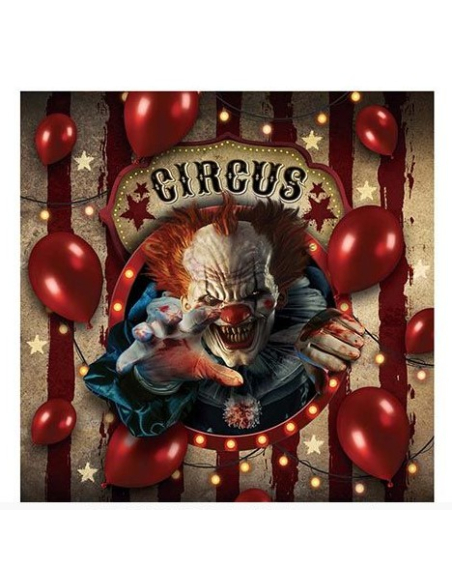Serviettes Circus de l’Horreur – Lot de 20 (16×16 cm) Décoration de Table Halloween