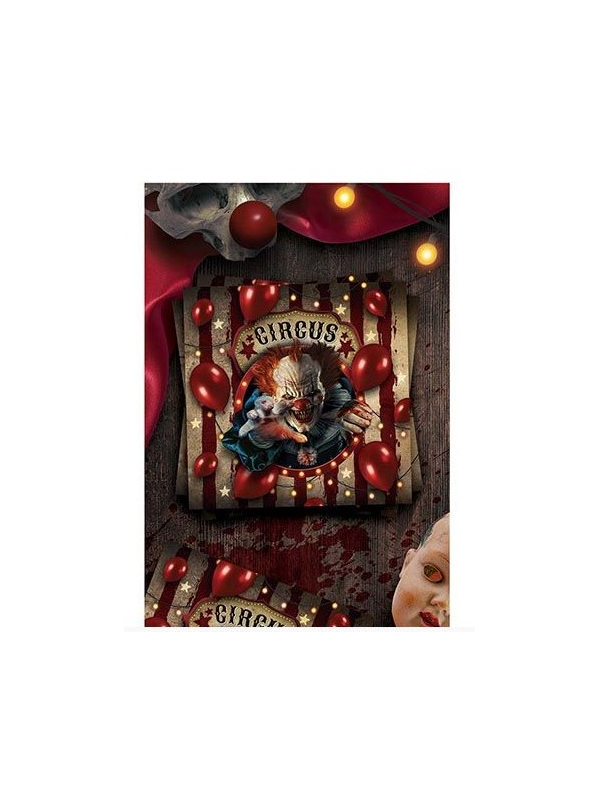 Serviettes Circus de l’Horreur – Lot de 20 (16×16 cm) Décoration de Table Halloween