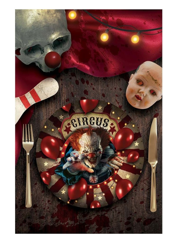 Assiettes Circus de l’Horreur – Lot de 6 (23 cm) Vaisselle Jetable Halloween Clown
