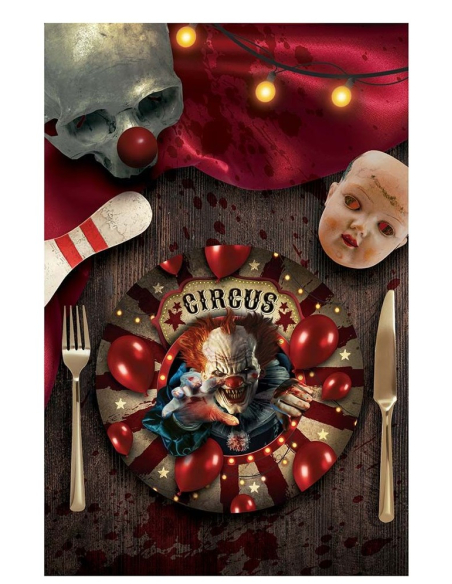 Assiettes Circus de l’Horreur – Lot de 6 (23 cm) Vaisselle Jetable Halloween Clown
