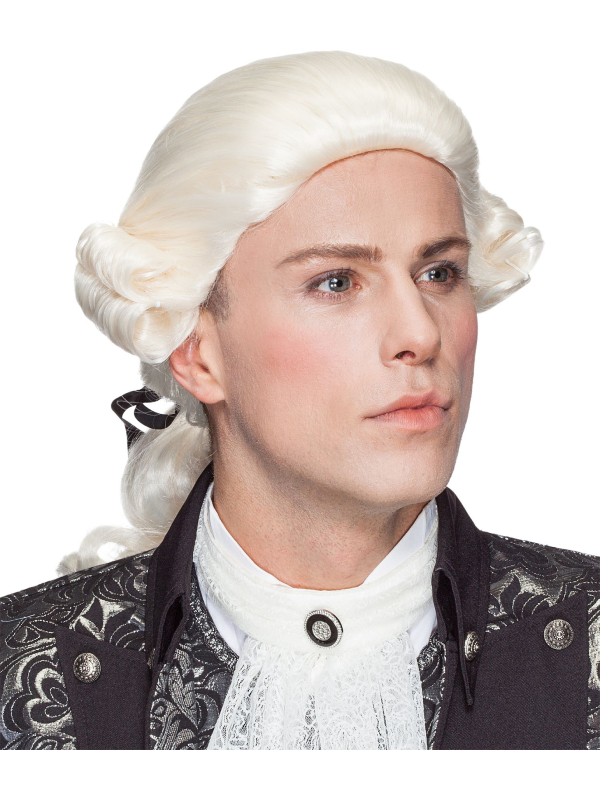 Perruque Homme XVIIIe Blanche – Style Aristocrate Mozart Louis XVI, Théâtre & Cinéma