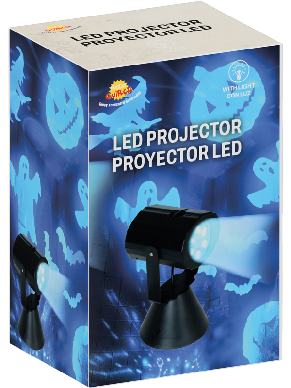 Mini Projecteur LED Halloween – 4 filtres lumineux interchangeables
