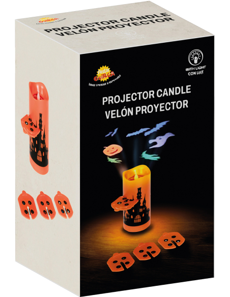 Projecteur Bougie LED Halloween 16 cm – 4 filtres lumineux décoratifs
