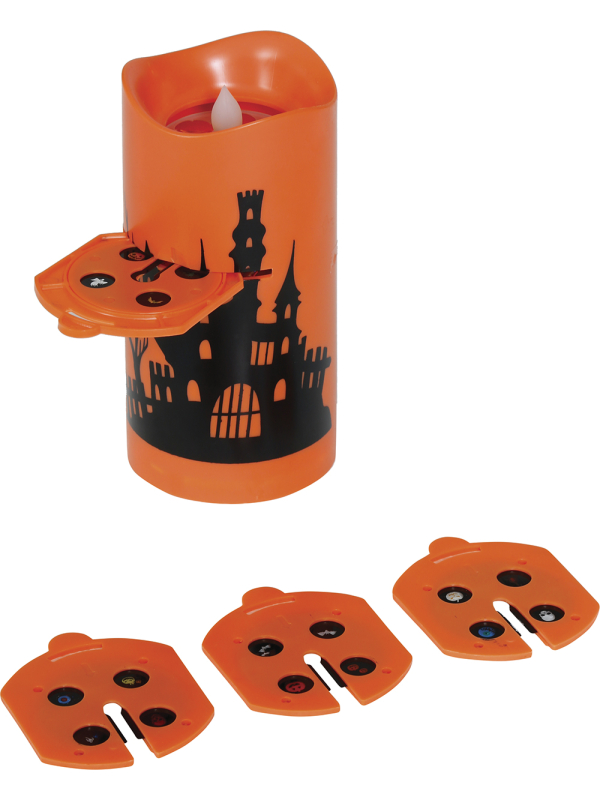 Projecteur Bougie LED Halloween 16 cm – 4 filtres lumineux décoratifs