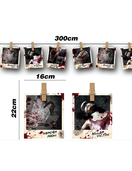 Guirlande Photos Crimes 3 m – Décoration Scène de Crime Gore Halloween