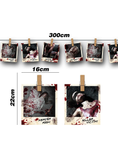 Guirlande Photos Crimes 3 m – Décoration Scène de Crime Gore Halloween