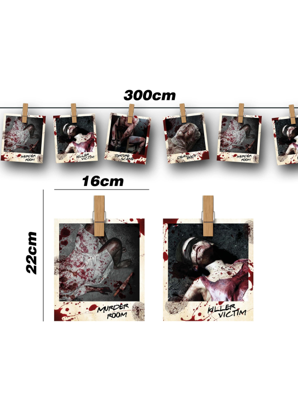 Guirlande Photos Crimes 3 m – Décoration Scène de Crime Gore Halloween