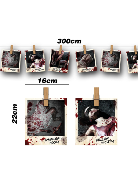 Guirlande Photos Crimes 3 m – Décoration Scène de Crime Gore Halloween