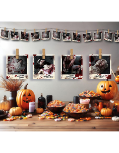 Guirlande Photos Crimes 3 m – Décoration Scène de Crime Gore Halloween 2
