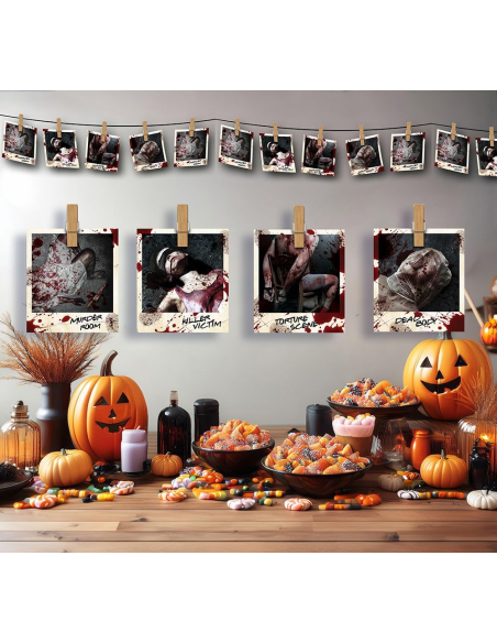 Guirlande Photos Crimes 3 m – Décoration Scène de Crime Gore Halloween