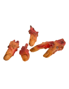 Lot de 5 doigts ensanglantés en latex 8,5 cm – Décoration gore Halloween réaliste