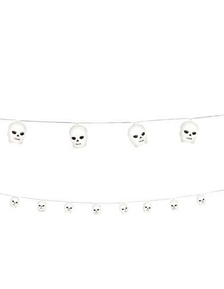 Guirlande lumineuse Halloween 12 crânes – Déco effrayante 220 cm