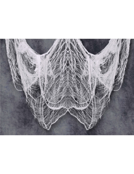 Tissu blanc déchiré Halloween 200x500 cm – Toile fantôme réutilisable