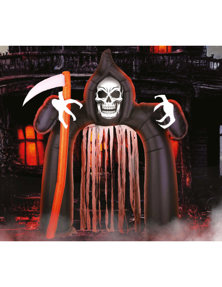 Arc Gonflable Halloween 200 × 180 cm – Entrée avec Faucheuse & Rideau Macabre