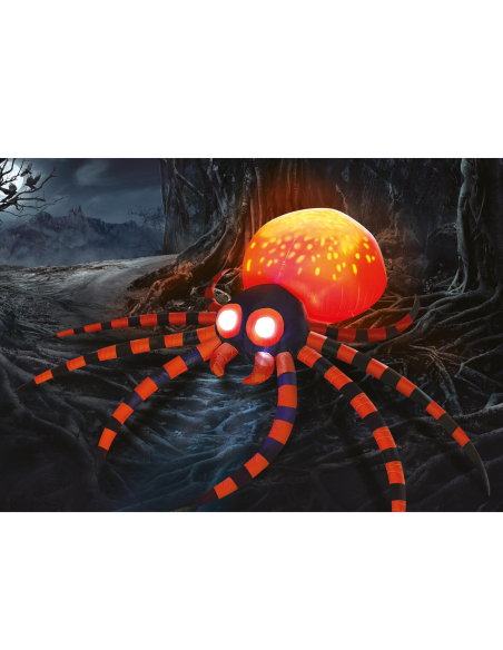 Araignée Gonflable Halloween XXL 180 × 120 cm – Décoration Lumineuse Terrifiante
