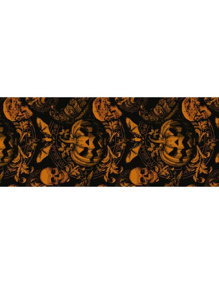 Chemin de Table Halloween Baroque Gothique Citrouille & Crânes – 275 × 28 cm
