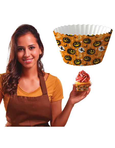 Caissettes Halloween Citrouille Gothique – Lot de 50 pour Cupcakes 5 cm