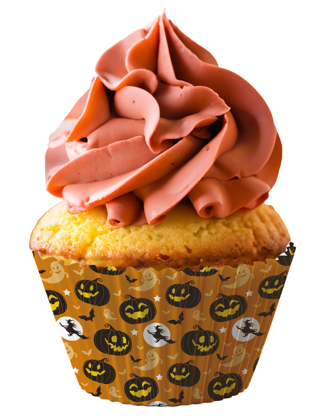Caissettes Halloween Citrouille Gothique – Lot de 50 pour Cupcakes 5 cm